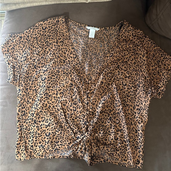 H&M Tops - H&M Brown Tan Wrap Crop Blouse